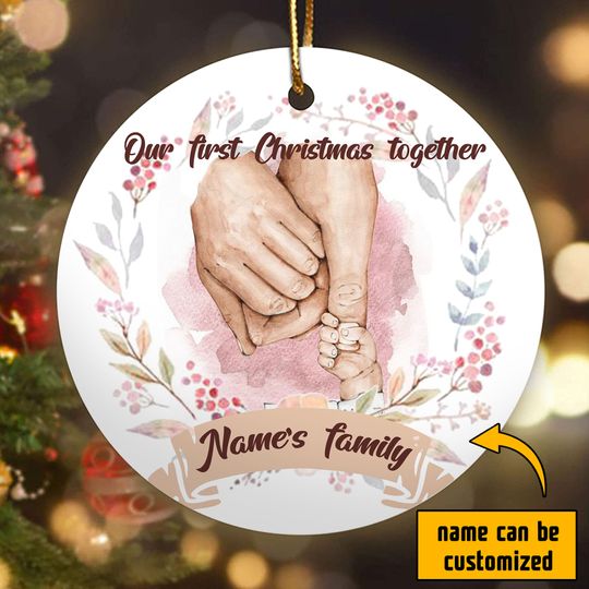 Our First Christmas Together Personalized Ceramic Circle Ornament