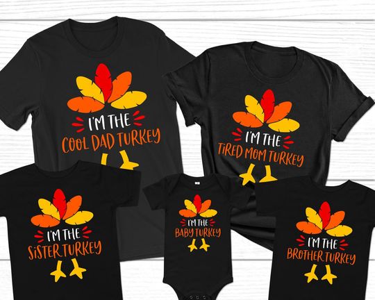Turkey Matching Family Thanksgiving T Shirts