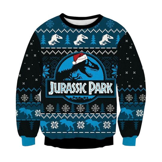 Dinosaur Jurassic Park Christmas 3D Ugly Sweater