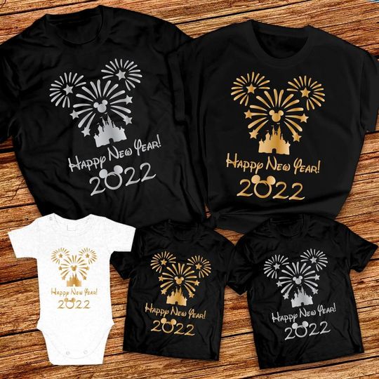Happy New Year 2022 Disney Fireworks Family T-Shirt