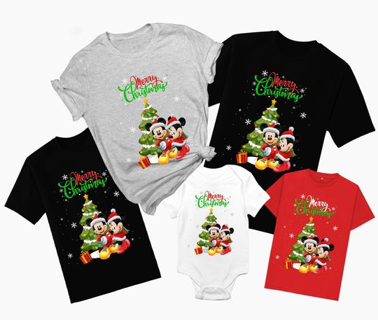 Personalized Disney Mickey And Minnie Christmas Family Matching T Shirt
