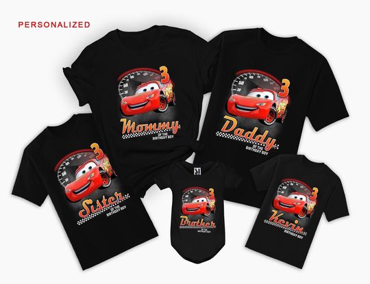 Cars Birthday Family Disney Birthday Matching Family Custom T-Shirt