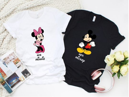 Her Mickey and His Minnie Matching Disney Couples Valentine T-Shirt
