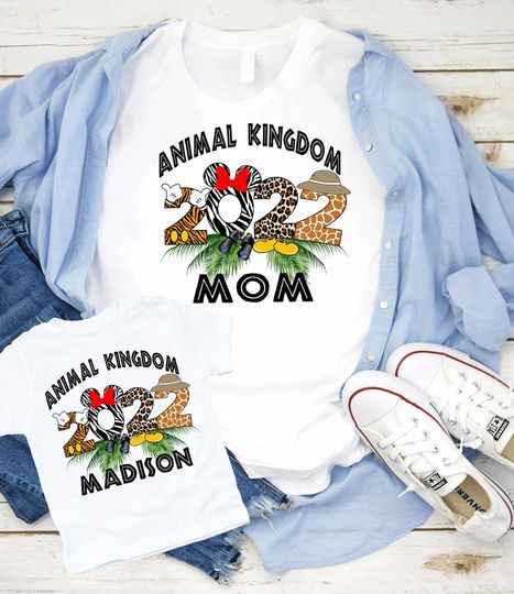 Mickey and Minnie Animal Kingdom Theme T-Shirts, Mommy Daddy and Kids, Custom Disney T-Shirts, 2022 Disney World Custom T-Shirts