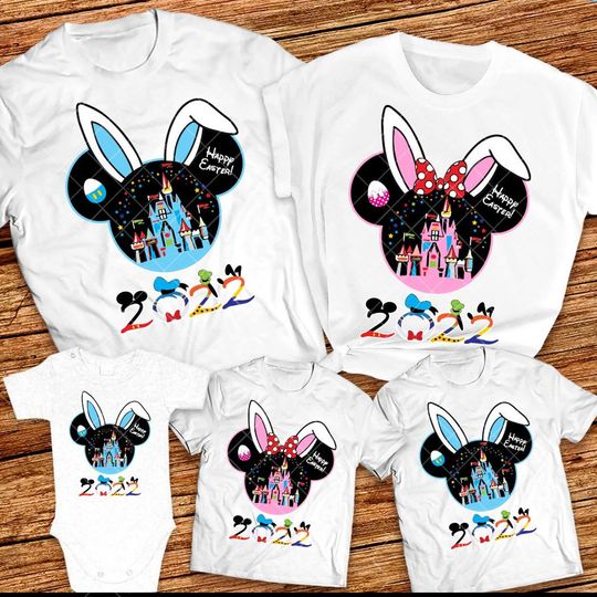 Happy Easter Bunny Mickey and Minnie 2022, Easter Family trip 2022 Matching Family Vacation Custom shirt 2022, Disney Easter 2022