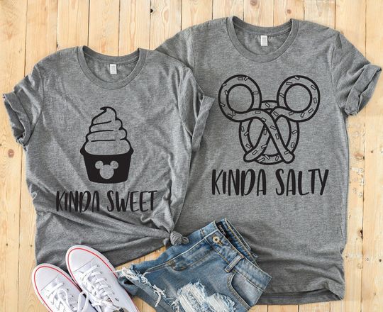 Kinda Salty Kinda Sweet Matching Disney Shirts - Disney Couples Shirt - Minnie and Mickey Couple Custom Shirt - Food and Wine
