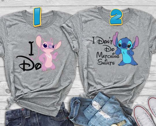 Custom 2022 Disney Stitch And Angel Couple Matching T-Shirt