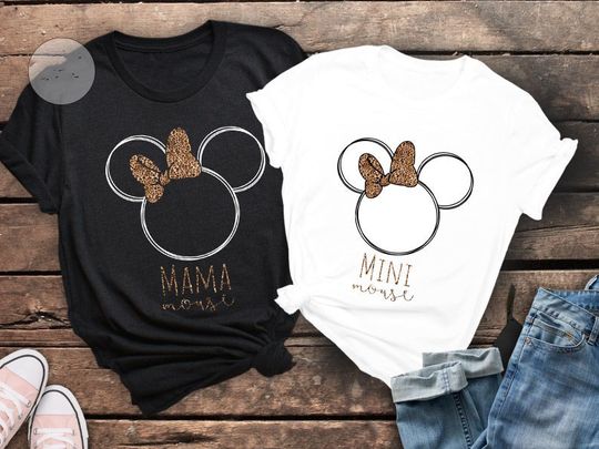 Disney Minnie Mouse Leopard Print Bow Disney trip T Shirt