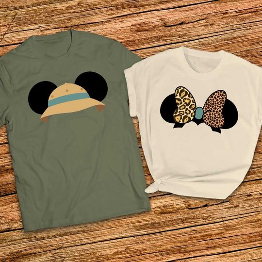 Animal Kingdom Safari hats couple shirts Disney Mickey Minnie Matching Couple Cusstom T Shirt