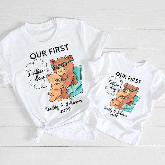 Personalised Name Matching Dad And Baby Our First Fathers Day T-Shirt