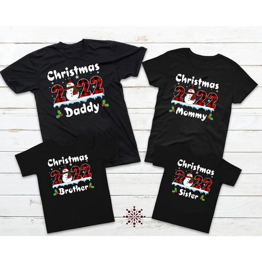 Personalized Christmas 2021 Snowman Family Matching T Shirt