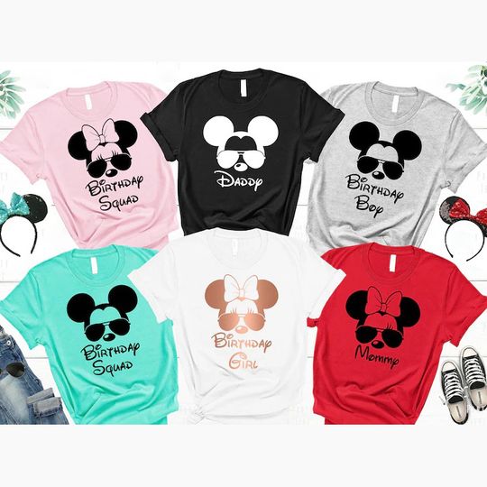 Disney Birthday Shirts, Disney Birthday Squad Matching Family Disney World Cusstom T Shirts