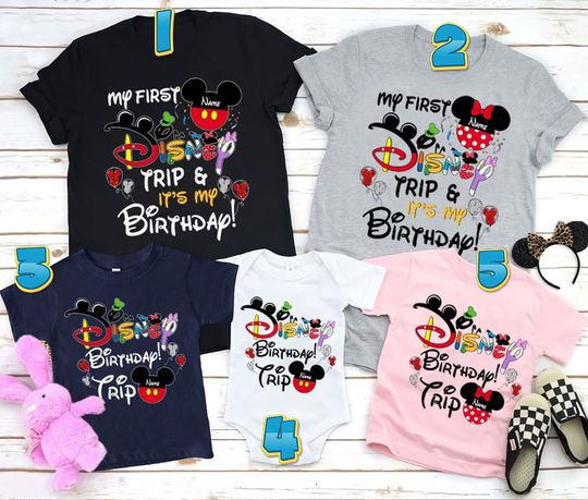PERSONALISED Disney Birthday Trip Family Vacation 2022 Tshirt