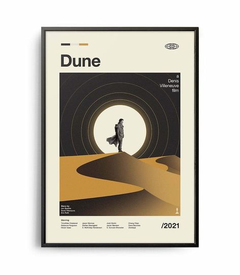 Mid Century Modern Dune Posters, Retro Movie Print, Modern Vintage Movie Poster