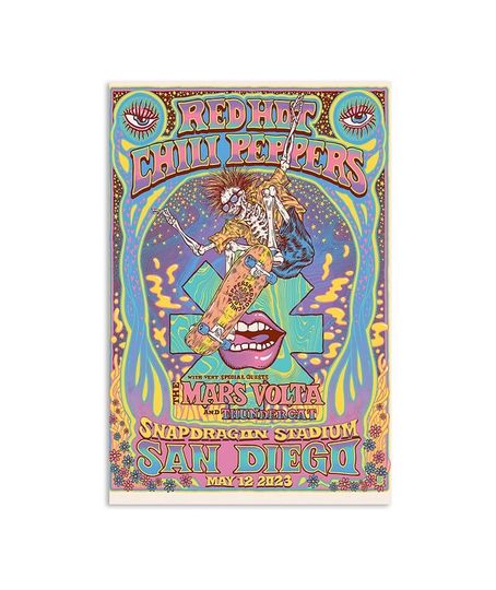 Red Hot Chili Peppers May 12 2023 San Diego, CA Poster