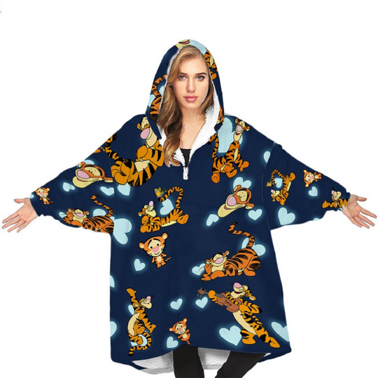 Disney The Tigger Movie Blanket Hoodie, Merry Christmas Wearable Blanket