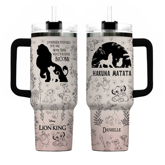 Custom Disney Lion King 40oz Tumbler, Hakuna Matata Stainless Tumbler, Simba Timon