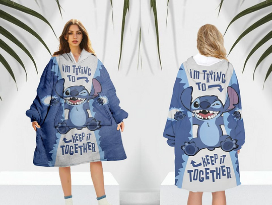Stitch Fleece Blanket Hoodie, Disney Stitch Fleece Blanket Hoodie