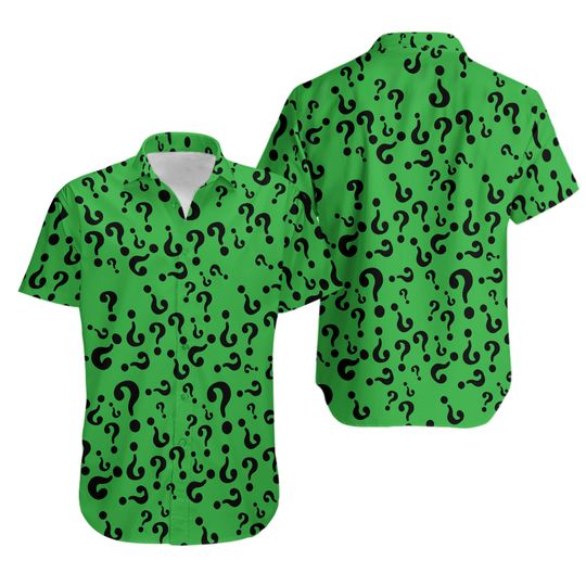 Riddler Supervillain Green Hawaiian Shirt, Horror Movie Shirt, Horror Hawaii Shirt, Summer Hawaii Shirt, Nerd Hawaiian Shirt, Aloha Hawaii