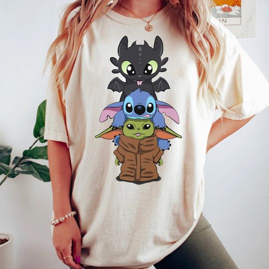 Stitch, Baby Yoda, Night Fury Toothless T Shirt