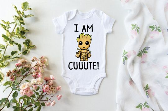 I Am Cuuute Onesie, Groot Baby Clothe