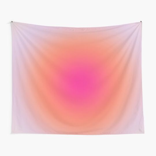 Colorful Gradient in Green Lilac Orange And Pink Aura Aesthetic Tapestry