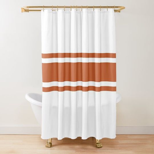 Burnt Orange & White Power Stripe Shower Curtain