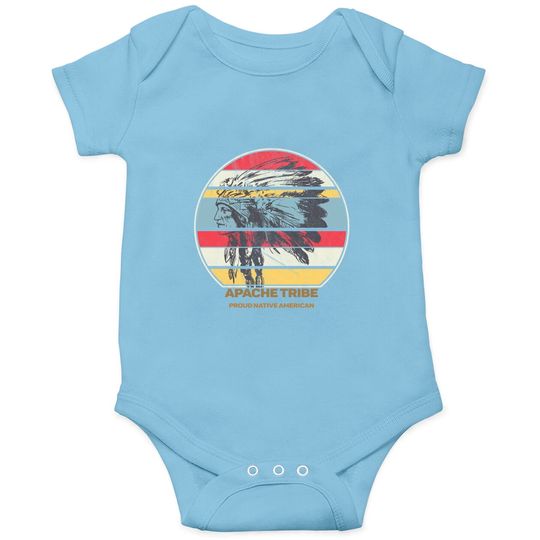 Apache Tribe Native American Indian Proud Retro Sunset - Apache - Onesies