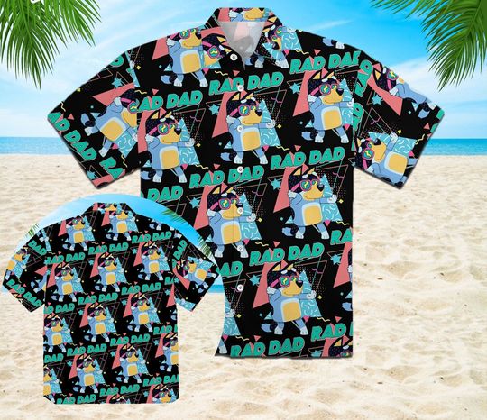 Discover B.luey Hawaiian Shirt, B.luey Dad Button Shirt, Rad Dad B.luey Shirt