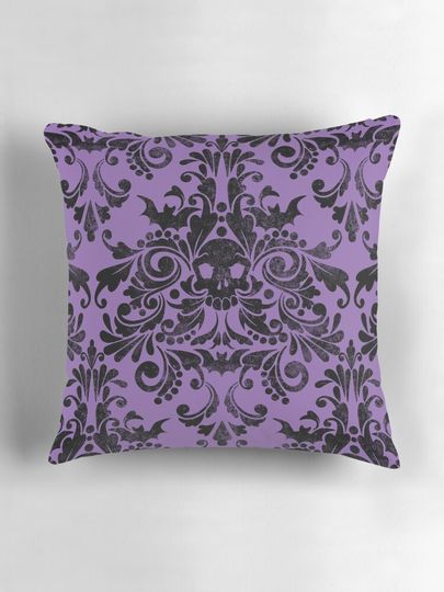Skull Damask Pattern Pillow