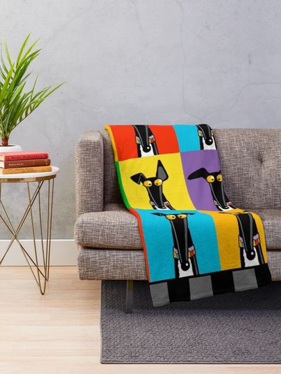 Greyhound Semaphore with border Throw Blanket