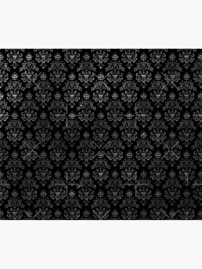 Haunted Mansion Wallpaper Black and Silver Throw Blanket