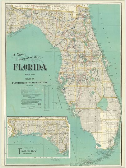Vintage Florida Map (1916) Premium Matte Vertical Poster