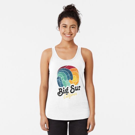 Big Sur California Surfing Surf Sunset Beach Racerback Tank Top