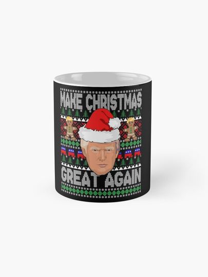 Trump Make Christmas Great Again Trump Ugly Sweater Design  Coffee Mug