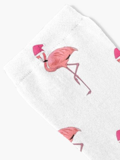 Pink Flamingo Christmas Santa Claus Pattern Socks