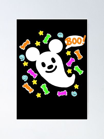 Mickey Ghost Boo Disney Halloween Poster