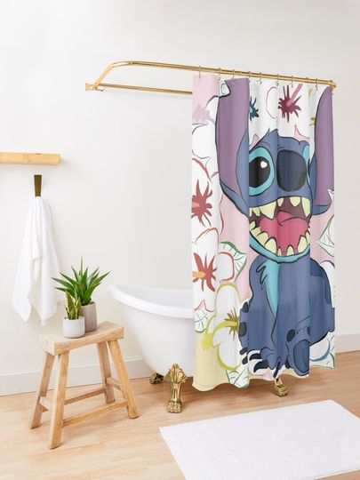 Aloha Stitch Disney Shower Curtain, Disney Bathroom Decor