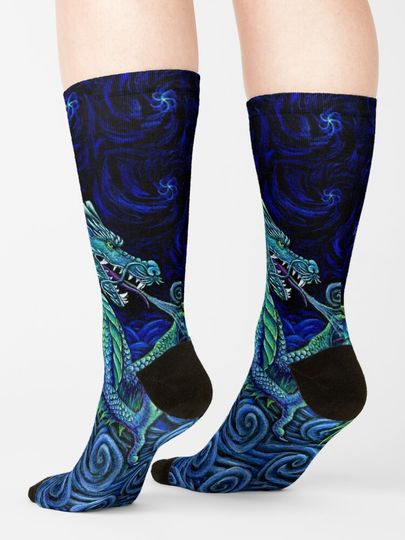Chinese Azure Dragon Socks