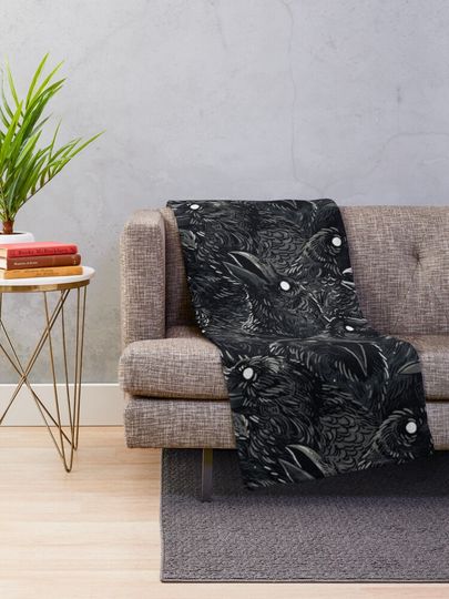 Raven pattern 2 Throw Blanket