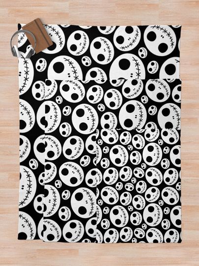 Halloween Skeleton Jack Skellington Pattern Skelington Throw Blanket