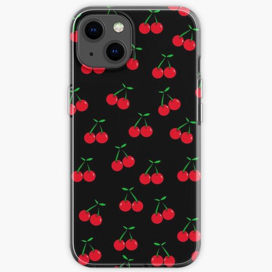 Cherries 2 (on black) iPhone Case