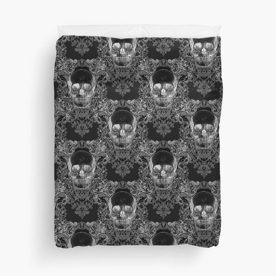 Damask Skull Duvet Cover