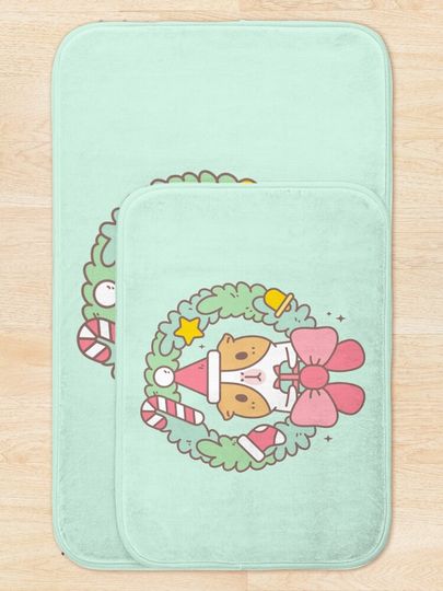 Bubu the Guinea pig, Christmas Wreath Bath Mat