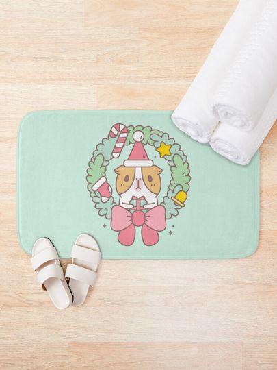 Bubu the Guinea pig, Christmas Wreath Bath Mat