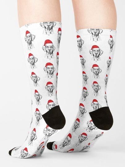 Christmas Vizsla Santa Dog Holiday Socks