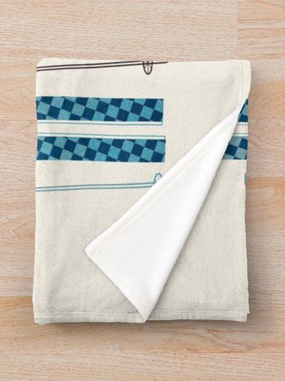Colorful Retro Ski Illustration Throw Blanket