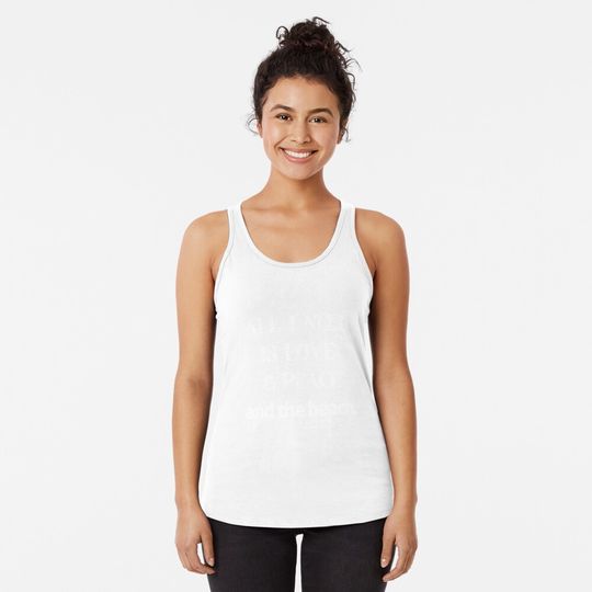 All I need is love and peace and the beach Racerback Tank Top
