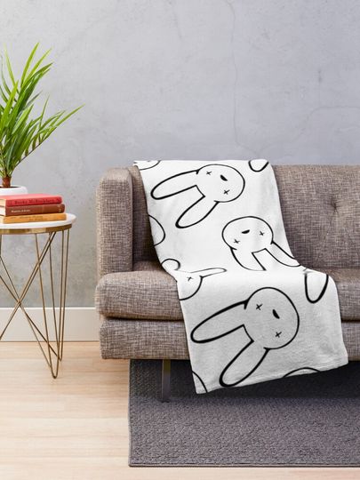 Bad Bunny Oasis Logo Pattern (Black on White) Throw Blanket