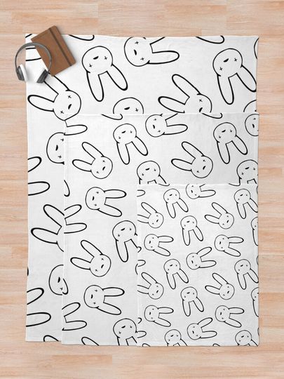 Bad Bunny Oasis Logo Pattern (Black on White) Throw Blanket